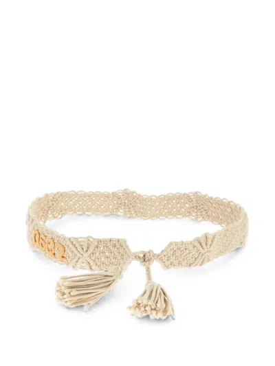 Dsquared2 Logo-detail Tassel Belt In Neutrals