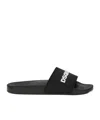 Dsquared2 Logo Slide Sandal Open Toe Flat Sole In Black