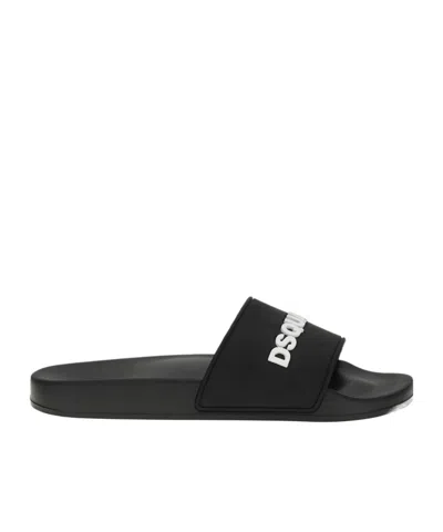 DSQUARED2 DSQUARED2 LOGO-DETAILED OPEN-TOE SLIDES