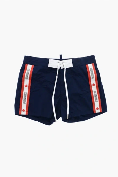 Dsquared2 Logoed Band Tape Swimshorts In Blue