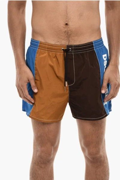 Dsquared2 Logoed Color Block Swim Shorts In Multi