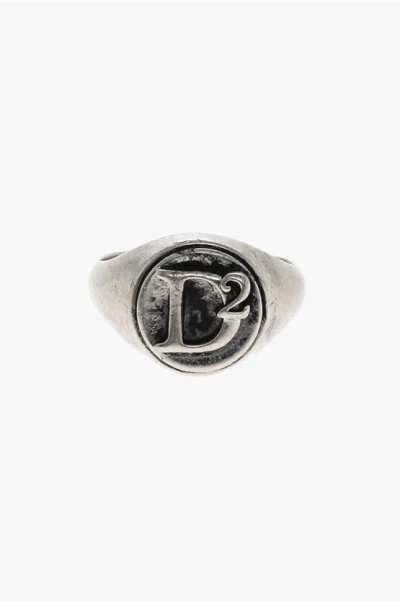 Dsquared2 Logoed D2 Classic Ring In Metallic