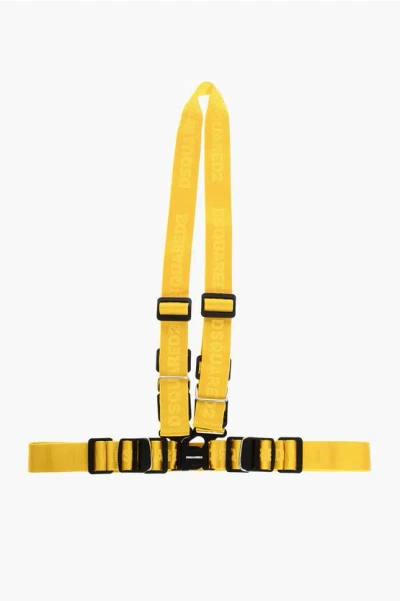 Dsquared2 Logoed Fabric Harness Belt Tape In Yellow