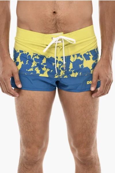 Dsquared2 Logoed Swim Short With Floral Motif