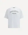 Dsquared2 Loose Fit White Cotton Jersey T-shirt With Vintage-effect Logo In White
