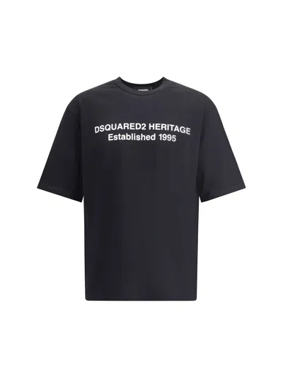 Dsquared2 Loose Fit Cotton Logo T-shirt In Black