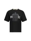 Dsquared2 Loose Fit Black T-shirt With Spray-dyed Finish And Bold Print In Black