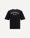 Dsquared2 Loose Fit Black Cotton T-shirt With Vintage Logo In Black