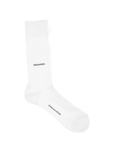 Dsquared2 Logo-embellishment Ribbed Socks In White