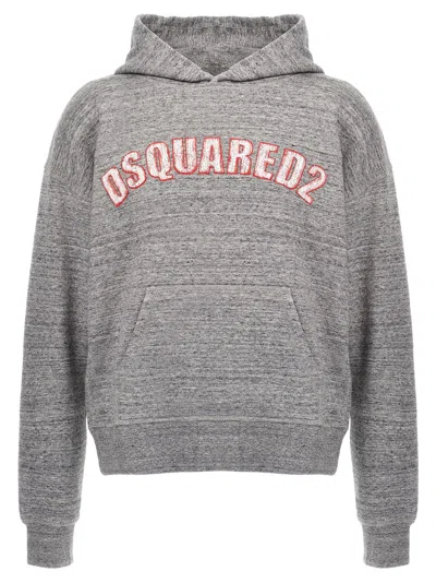 Dsquared2 Logo-embossed Hoodie In Gray