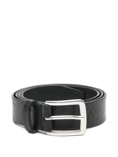 Dsquared2 Logo-embossed Leather Belt In Black