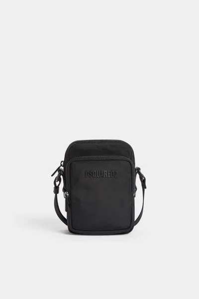 Dsquared2 Logo-embossed Nylon Mini Bag In Black
