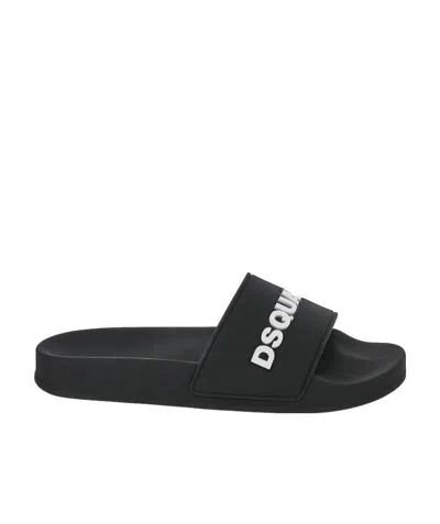 Dsquared2 Logo-embossed Slides In Green