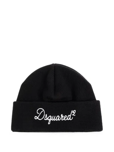 Dsquared2 Logo-embroidered Beanie Hat In Black