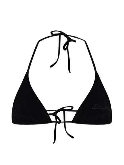 Dsquared2 Logo-embroidered Bikini Top In Yellow