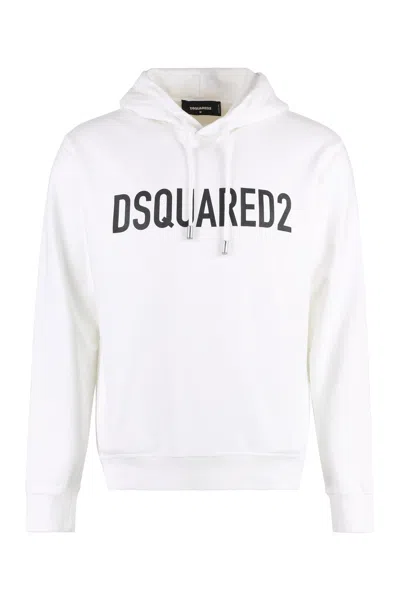 Dsquared2 Logo-embroidered Cotton Hoodie In White