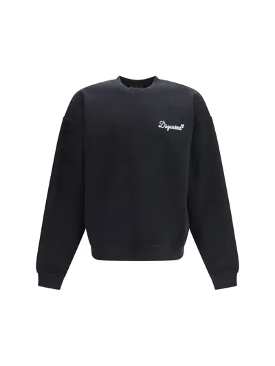 Dsquared2 Logo-embroidered Cotton Sweatshirt In Black