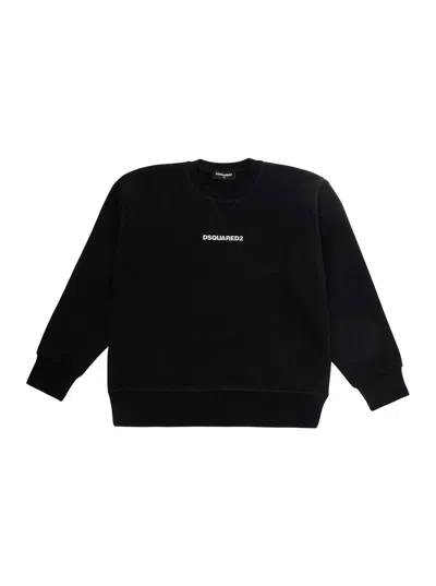 Dsquared2 Logo-embroidered Cotton Sweatshirt In Black