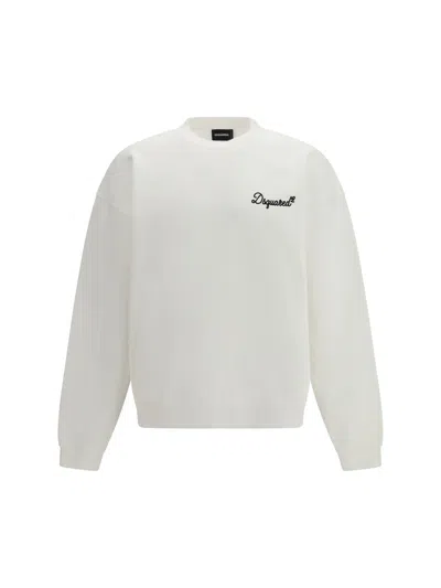 Dsquared2 Logo-embroidered Cotton Sweatshirt In White