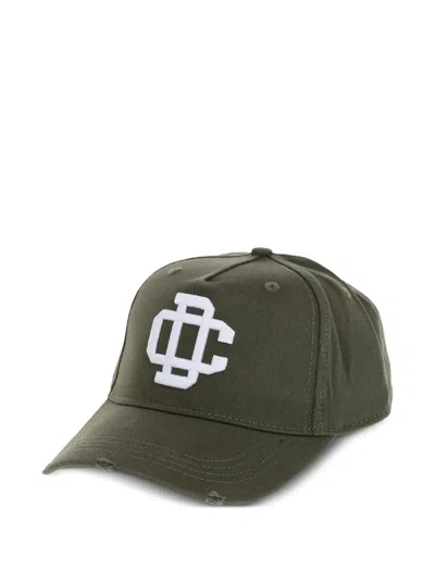 Dsquared2 Logo-embroidered Distressed Baseball Cap In Green