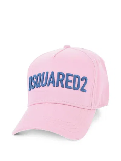 Dsquared2 Logo-embroidered Distressed Baseball Cap In Pink