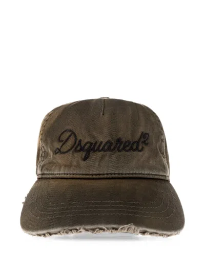 Dsquared2 Logo-embroidered Distressed-finish Baseball Cap In Green