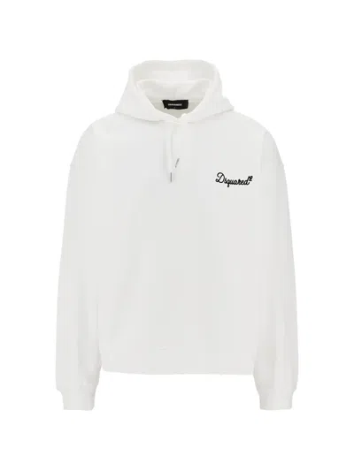 Dsquared2 Logo-embroidered Drawstring Hoodie In White