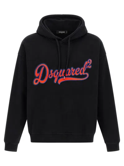 Dsquared2 Logo-embroidered Hoodie In Black