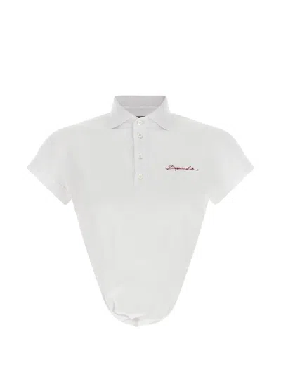 Dsquared2 Logo-embroidered Polo Shirt In White