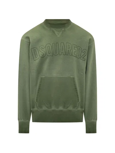 Dsquared2 Logo-embroidered Pouch-pocket Sweatshirt In Green