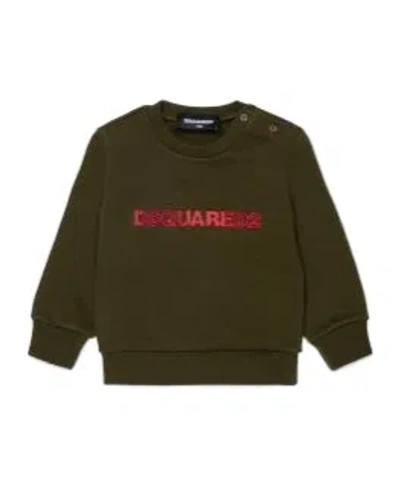 Dsquared2 Kids' Logo-embroidered Press-stud Sweatshirt In Green