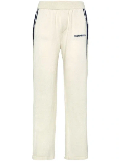 Dsquared2 Logo-embroidered Side-stripe Joggers In Neutral