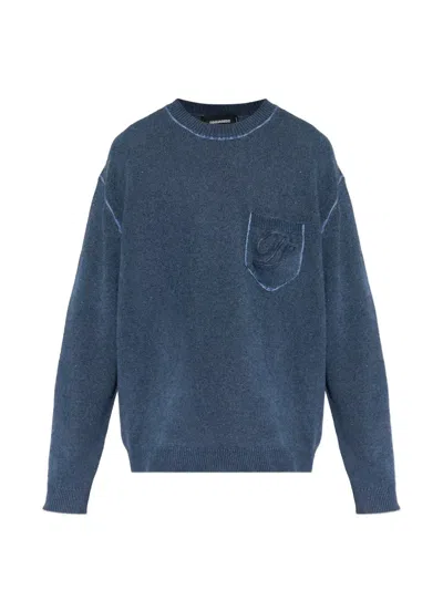 Dsquared2 Logo-embroidered Sweater In Blue
