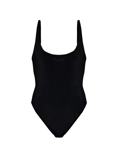 Dsquared2 Logo-embroidered Swimsuit In Black