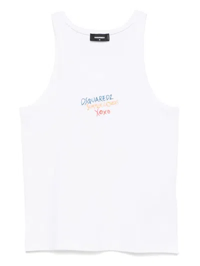 Dsquared2 Logo-embroidered Tank Top In Gray