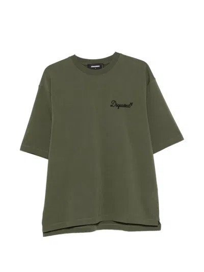 Dsquared2 Logo-embroidered T-shirt In Green