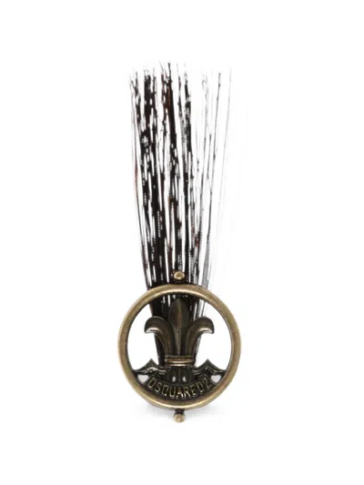 Dsquared2 Logo-engraved Brooch In Gold