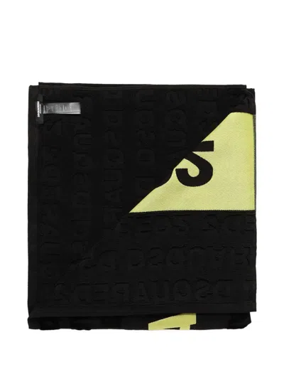 Dsquared2 Logo-jacquard Beach Towel In Black