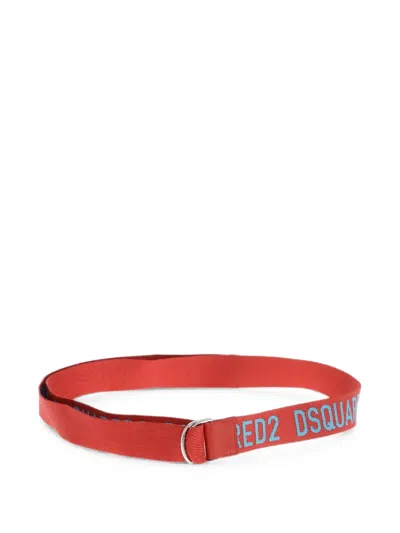 Dsquared2 Logo-jacquard Tape Belt In Red