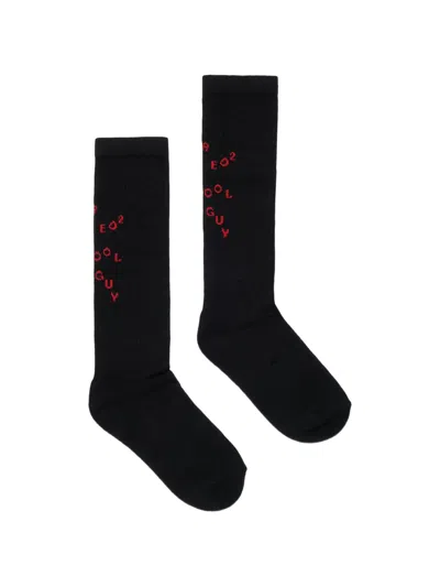 Dsquared2 Kids' Logo-knit Ribbed Socks In Black