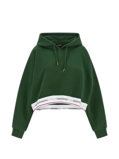 Dsquared2 Logo-lettering Hoodie In Green