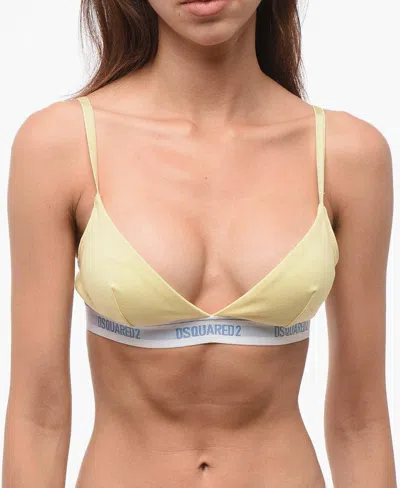 Dsquared2 Logo-lettering Triangle Bra In Yellow