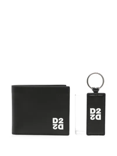 Dsquared2 Logo-motif Leather Wallet In Black