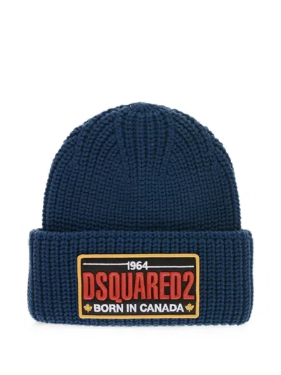 DSQUARED2 LOGO-PATCH BEANIE HAT
