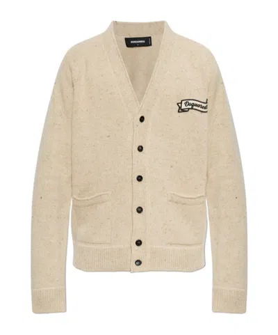 Dsquared2 Logo-patch Cardigan In Neutral
