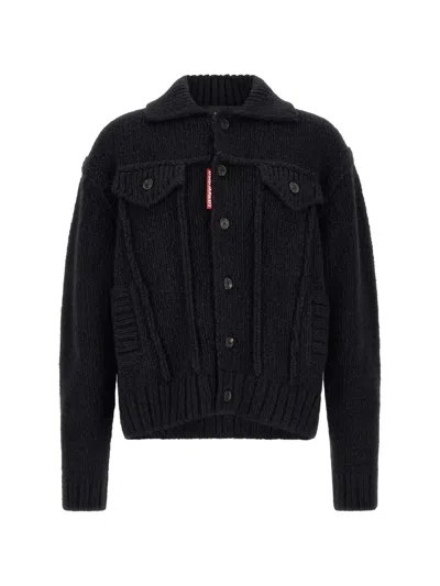 Dsquared2 Logo-patch Cardigan In Black