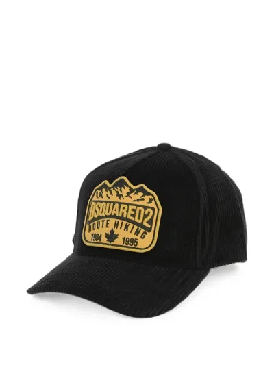 Dsquared2 Logo-patch Corduroy Baseball Cap In Black