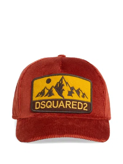 Dsquared2 Logo-patch Corduroy Baseball Cap In Brown