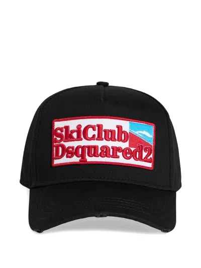 Dsquared2 Logo-patch Cotton Baseball Cap In Black