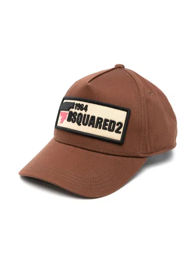 Dsquared2 Kids' Logo-patch Cotton Cap In Brown